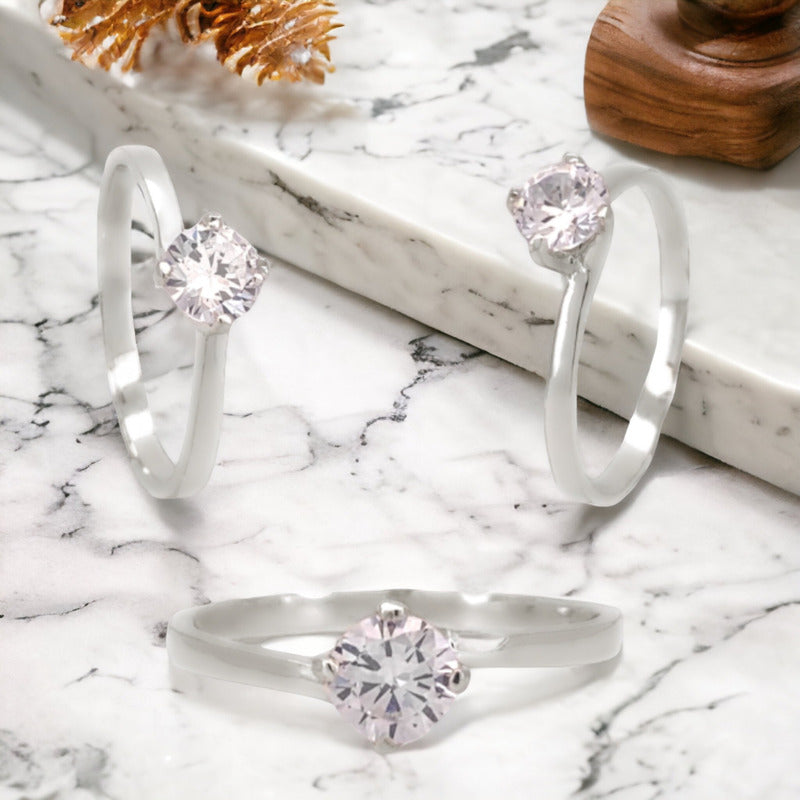 Anillo De Compromiso Oro Rosa 10k Moissanita 0.50ct Twist.