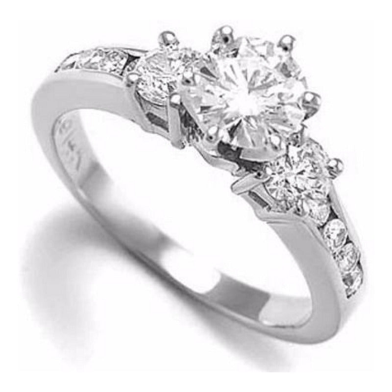 Anillo Compromiso Oro 10k Brillantes Swarovski