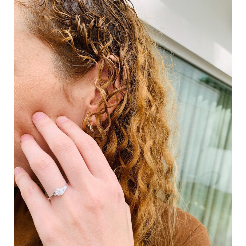 Anillo Compromiso Plata Y Baño De Oro14k Con Swarovski Neo