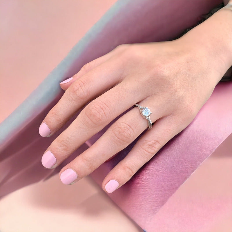 Anillo Compromiso Oro 10k Brillante Ruso Modelo Barcelona