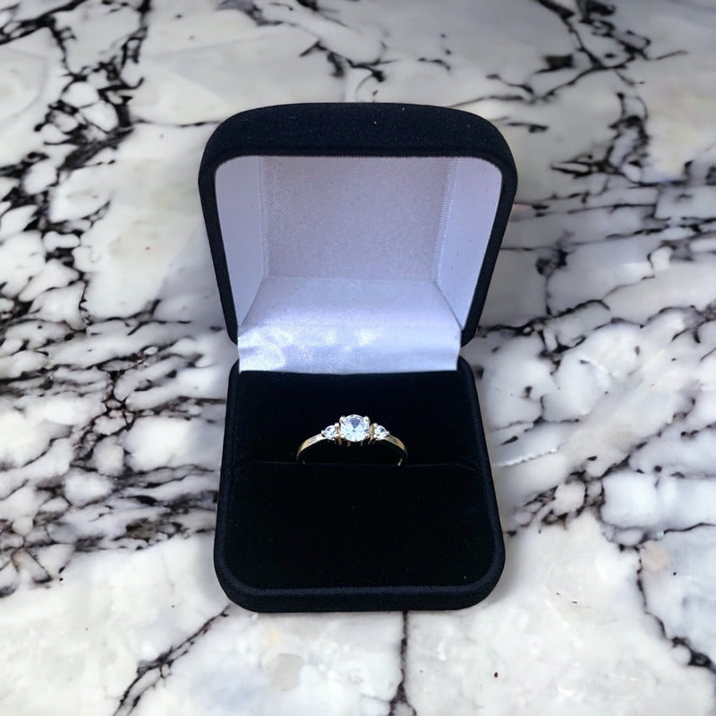 Anillo Compromiso Oro Blanco 14k Brillante Ruso Jazz