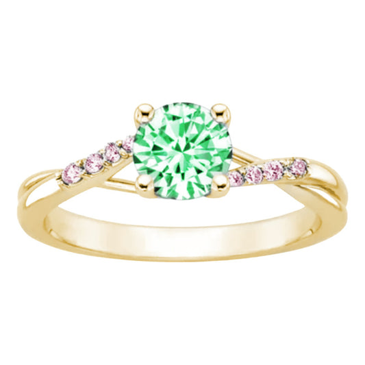 Anillo Compromiso Oro 18k Esmeralda Y Rubíes Mod Barca