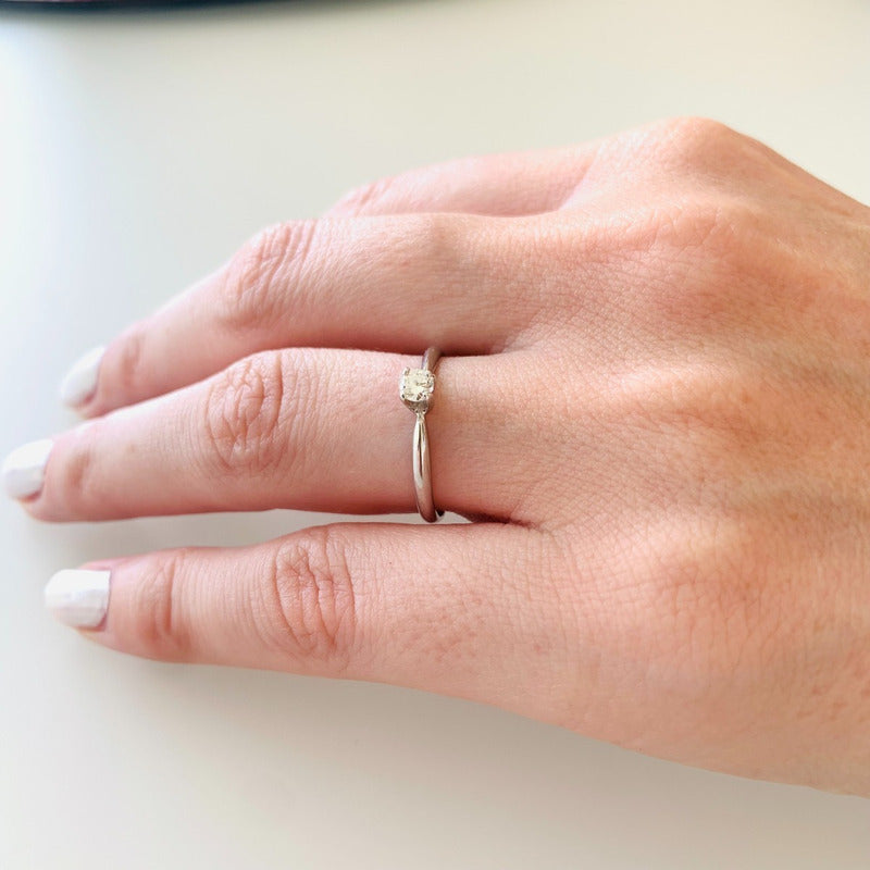 Anillo De Compromiso Oro 14k Diamante Natural .12ct