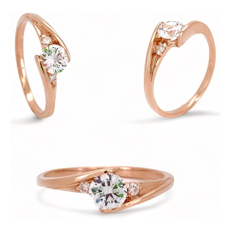 Anillo Compromiso Oro 14k Vermij Trinity Moissanita 0.55ct.