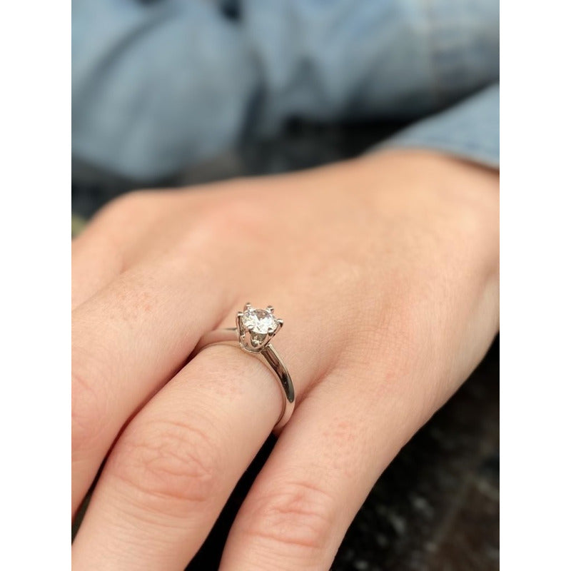 Anillo Compromiso Plata Y Baño De Oro14k Swarovski Varios