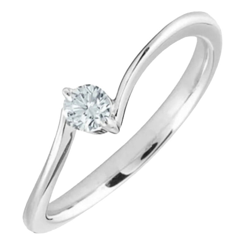 Anillo Oro 10k Compromis O Promesa Diamante 0.12ct Slim