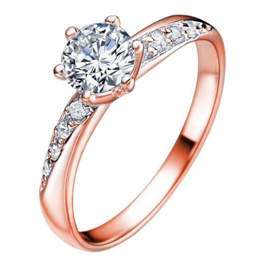 Anillo Compromiso Oro Rosa 14k Zirconias Fenix