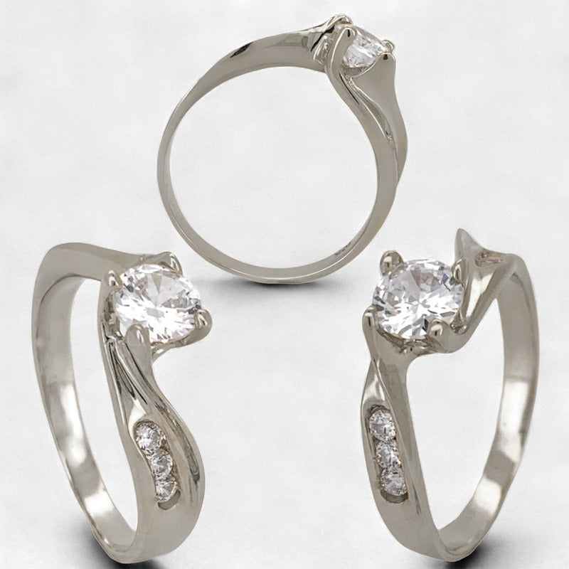 Anillo Compromiso Oro Blanco 14k Aria Brillante Ruso