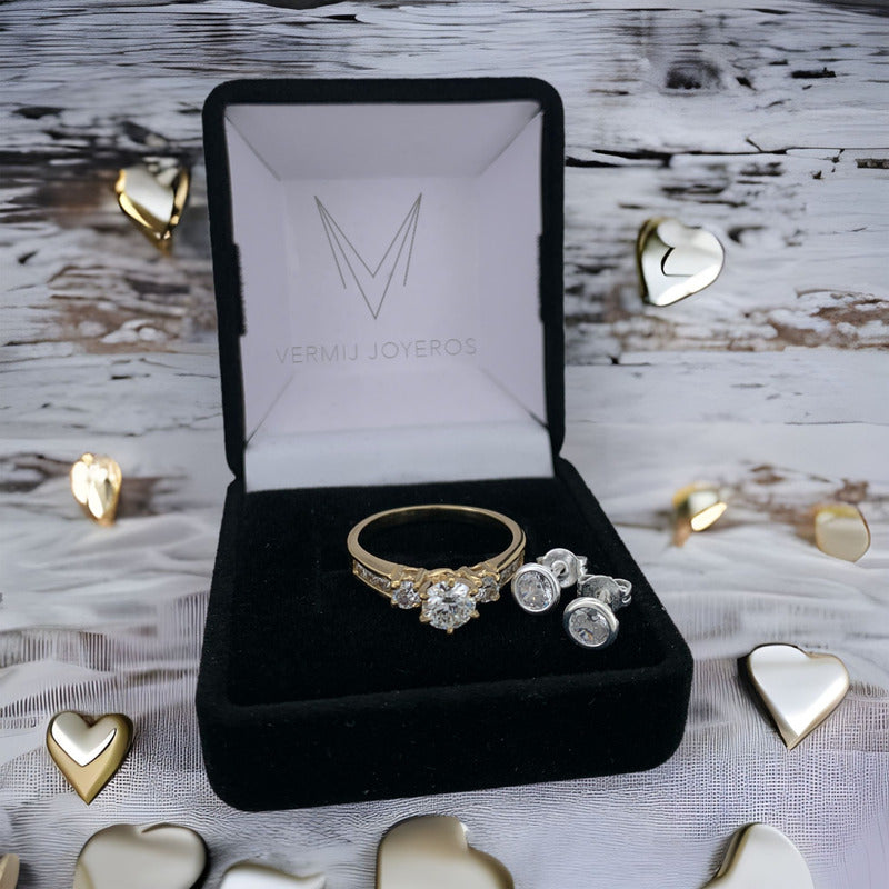 Anillo De Compromiso Oro 10k Moissanita Certificado Dama Prs