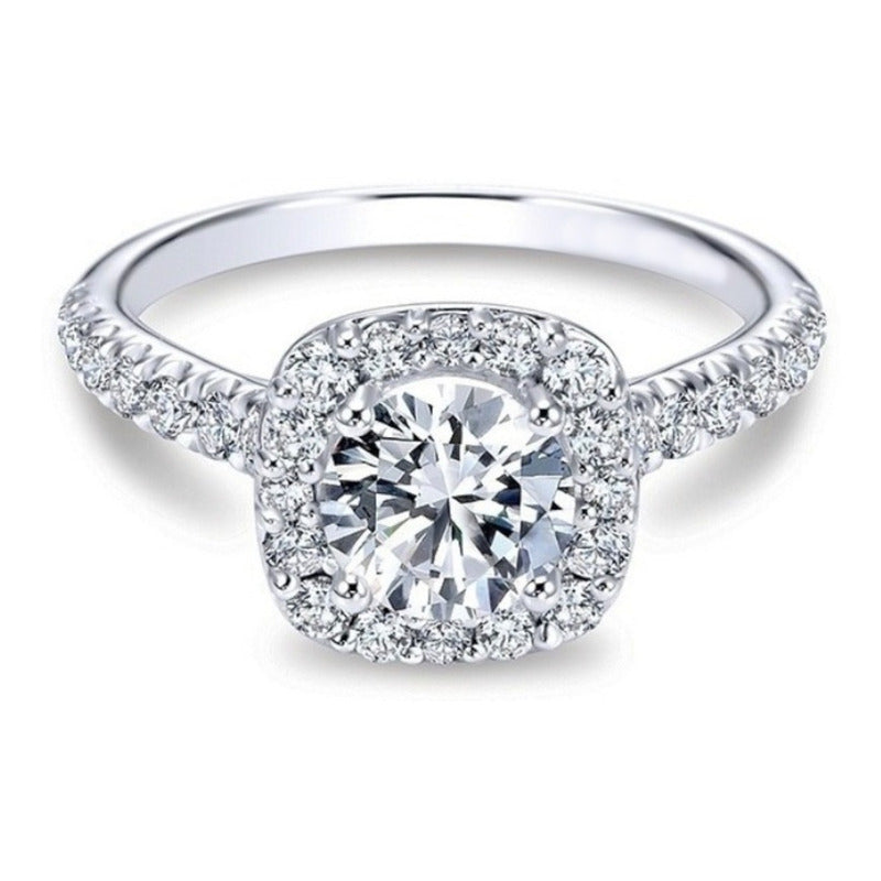 Anillo De Compromiso Oro 10k Moissanita 1.00ct Halo Vermij
