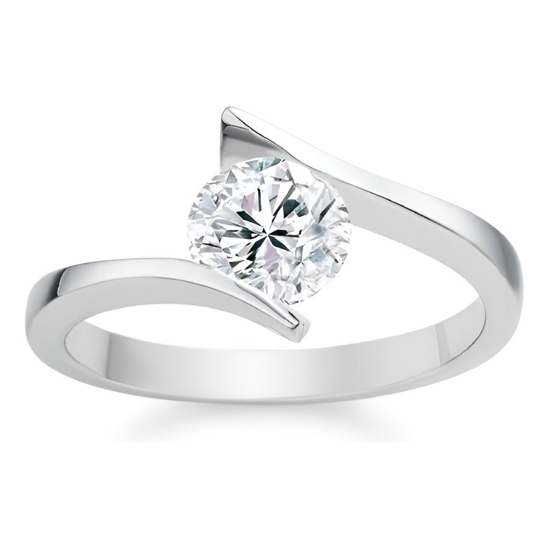 Anillo De Compromiso Oro Solido 10k Con Brillante Cz