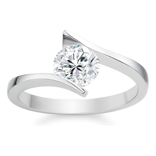 Anillo De Compromiso Oro Solido 10k  Con Brillante Cz