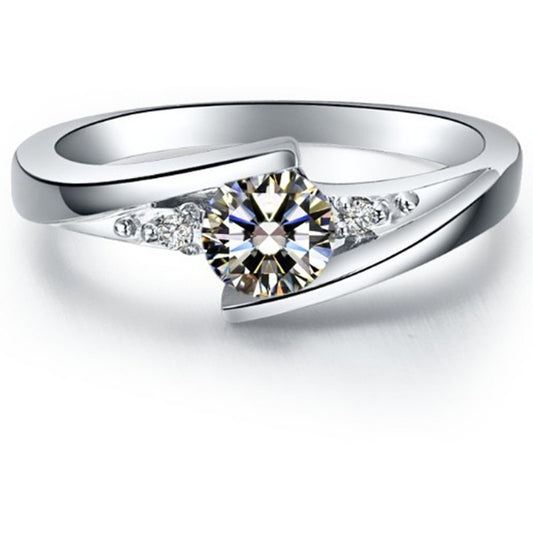 Anillo Compromiso Oro 18k Con Zirconia Swarovski Trinity