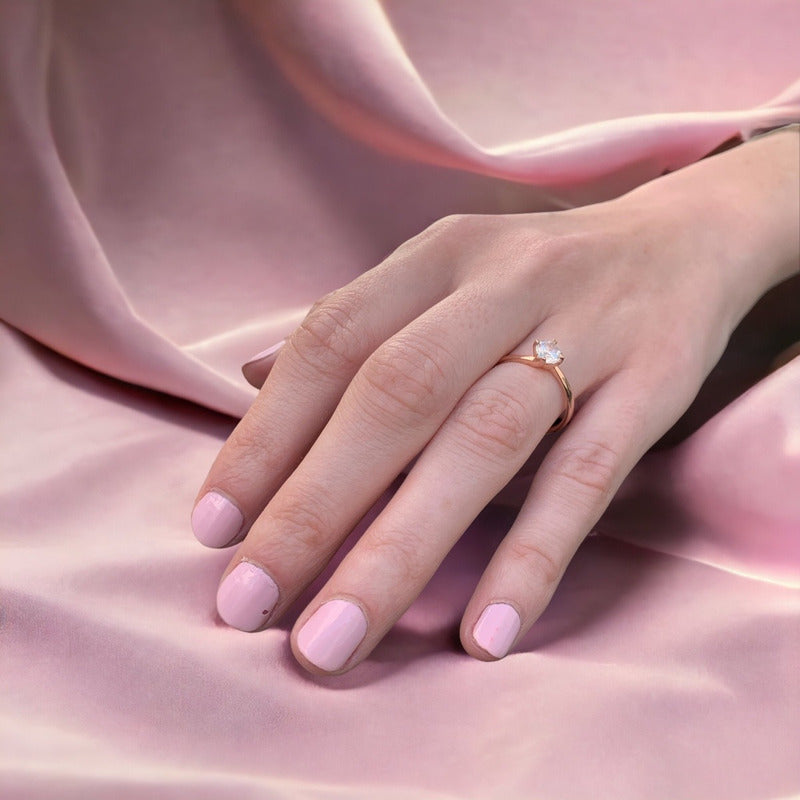 Anillo De Compromiso Oro Rosa 10k Moissanita 0.50ct Twist.