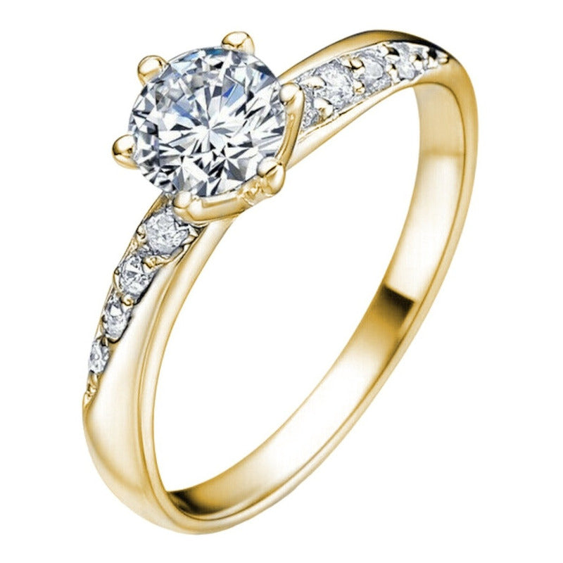 Anillo Compromiso Oro Amarillo 18k Zirconias Fenix