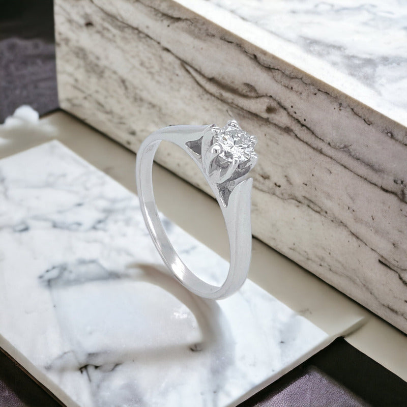 Anillos Compromiso 14k Y Diamante Natural 0.15ct Certificado