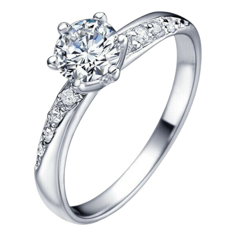 Anillo Compromiso Oro Blanco 14k Con Zafiro Corindón Fénix