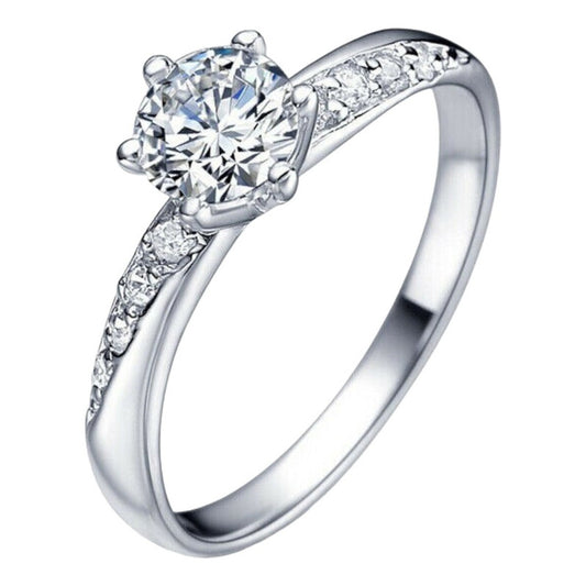 Anillo Compromiso Oro Blanco 14k Con Zafiro Corindón Fénix