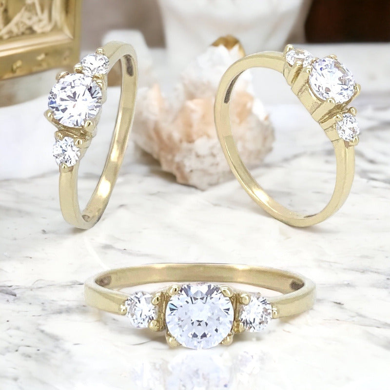 Anillo Compromiso Oro Blanco 14k Brillante Ruso Jazz