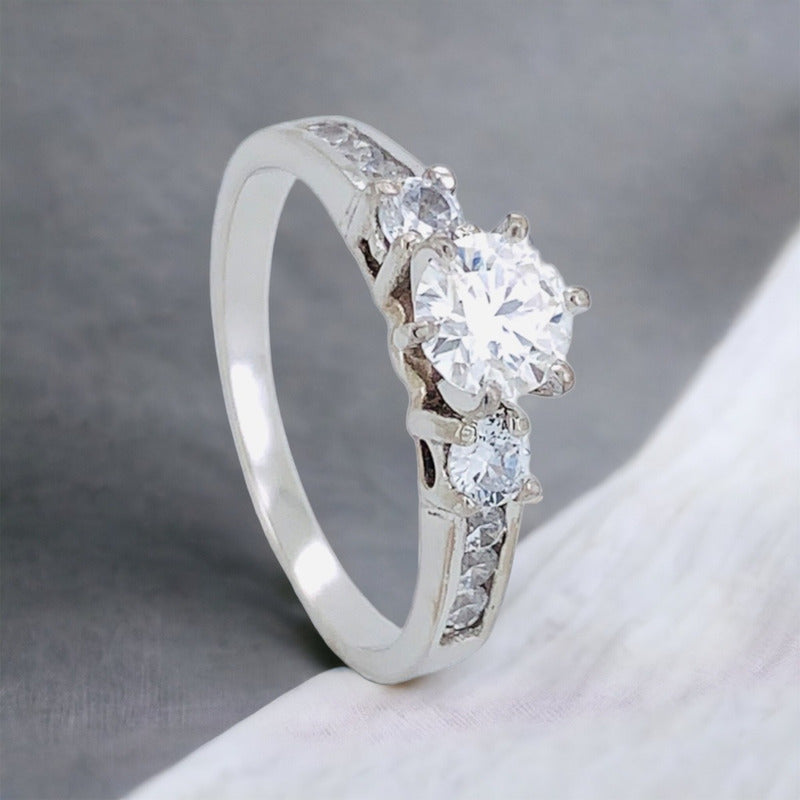 Anillo De Compromiso Oro 10k Moissanitas 1.09ct Totales Prs