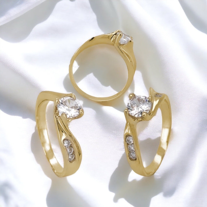 Anillo Compromiso Oro Amarillo 10k Aria Brillante Ruso