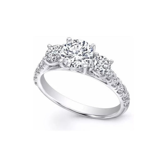 Anillo Compromiso Oro 14k Con Diamante Central Y Moissanitas