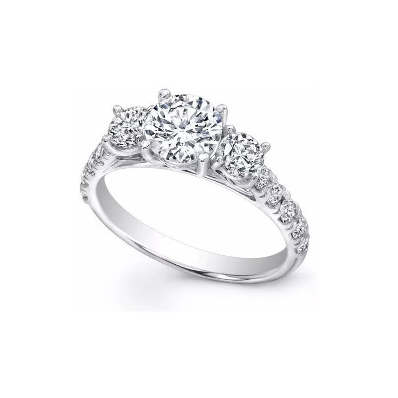 Anillo Compromiso Oro Blanco 14k Diamante Ruso