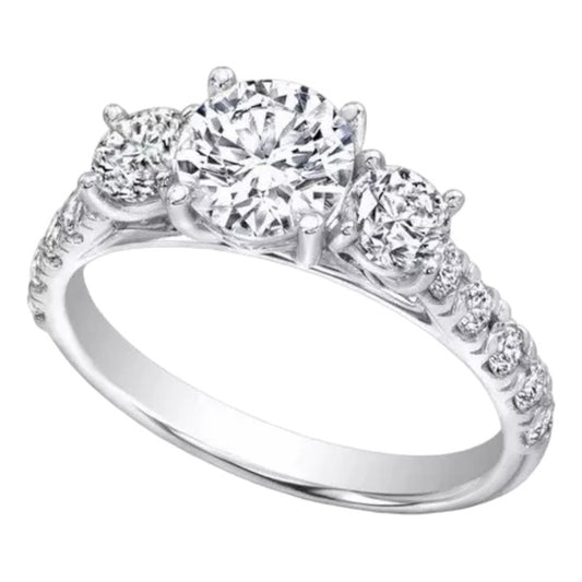 Anillo Compromiso Oro 14k Diamante Creado Y Moissanitas Rma