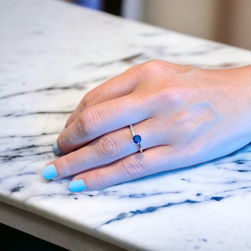 Anillo Compromiso O Promesa Plata .925 Con Zafiro Twist