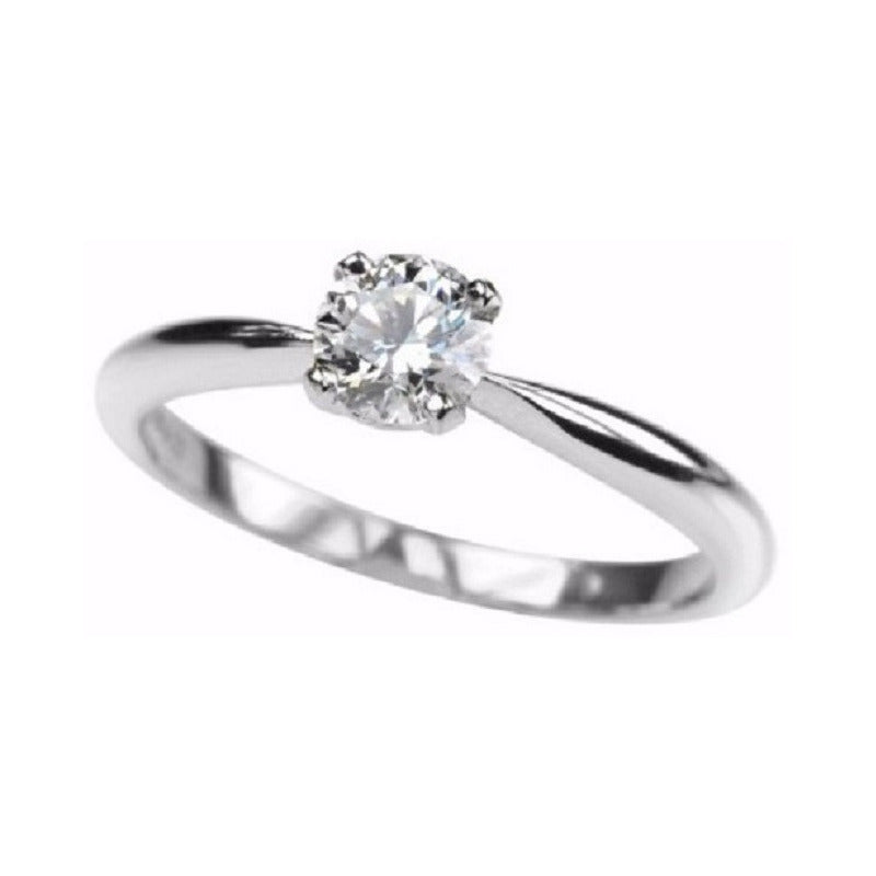 Anillo De Compromiso Oro 10k Diamante Natural .10ct 3mm