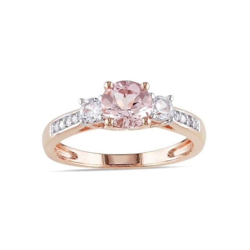 Anillo Compromiso Oro Rosa 10k Y Zirconia Sintética Cz