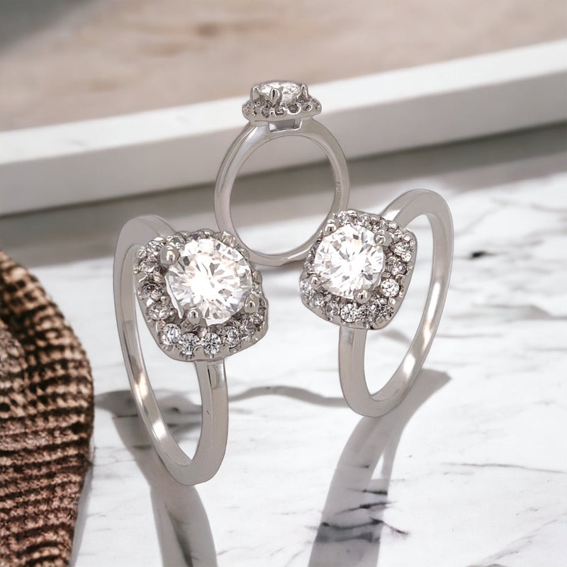 Anillo Compromiso Halo 18kt Moissanitas 1.04ct Certificado