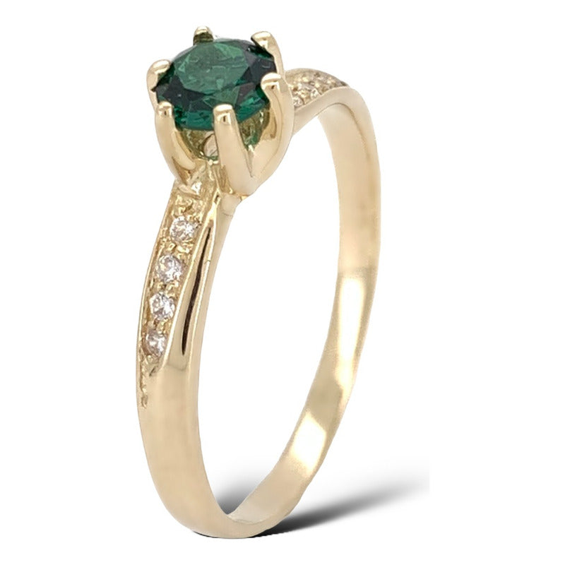 Anillo Compromiso Oro 18k Con Esmeralda Modelo Fénix Dama