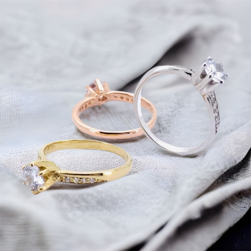 Anillo De Compromiso Oro 14k Y Zirconia Swarovski Video