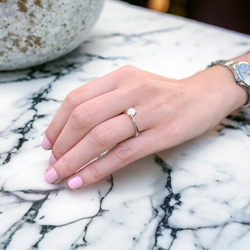 Anillo De Compromiso 14k Con Brillante Zirconia Envío Gratis