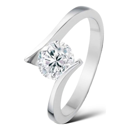 Anillo De Compromiso Oro Blanco 10k Brillante Ruso Salme