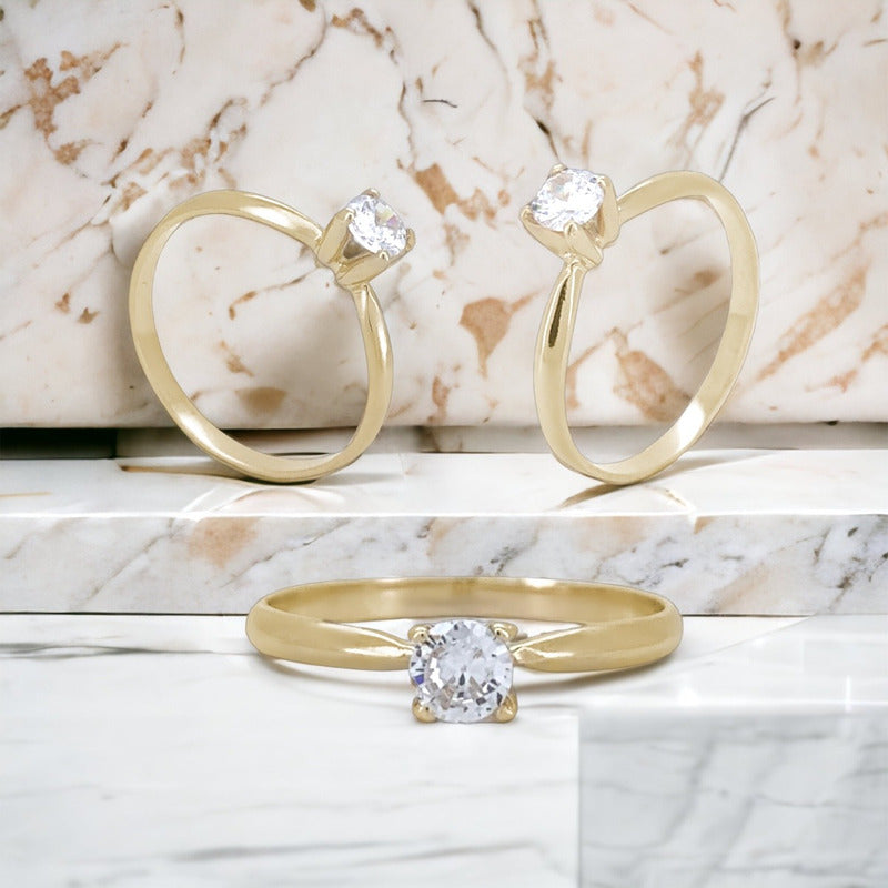 Anillo De Compromiso Oro 18k Diamante Natural .15ct
