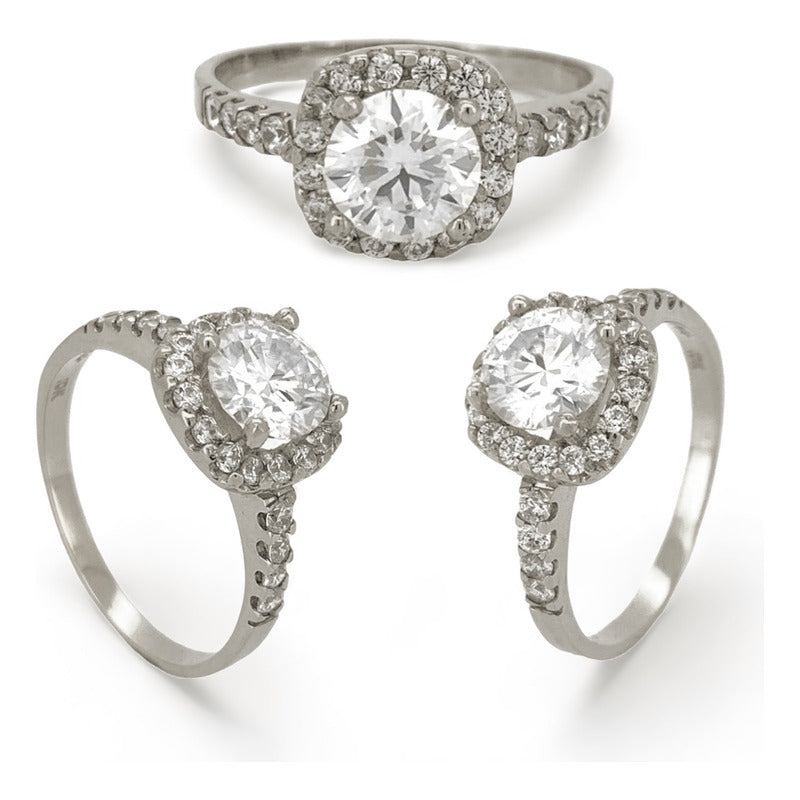 Anillo De Compromiso Oro 10k Moissanita 1.00ct Halo Vermij