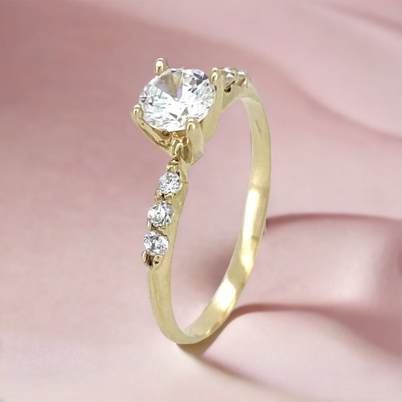 Anillos Compromiso Oro 14k Con Brillante Ruso Taylor