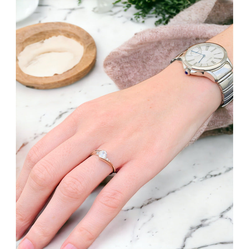 Anillo Compromiso Oro 14k Con Moissanitas 0.55ct Certificado