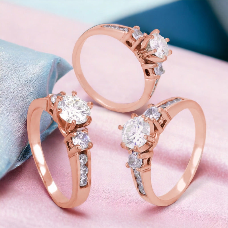 Anillo Compromiso Plata Y Oro 925 Paris Brillante Ruso.