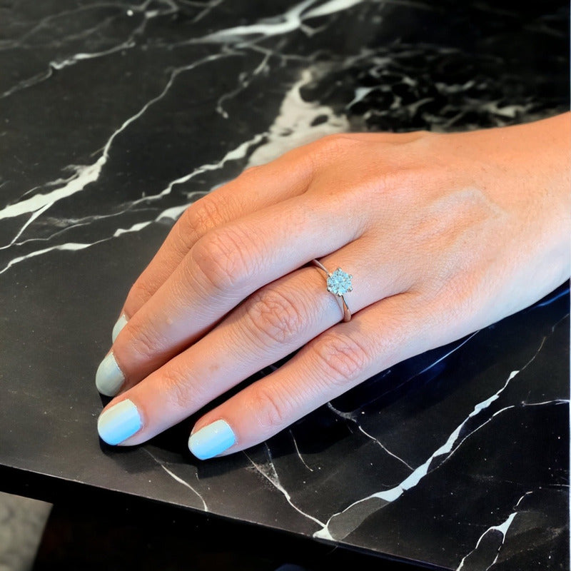 Anillo Compromiso Oro 10k Con Moissanita 0.80ct Mod Steph