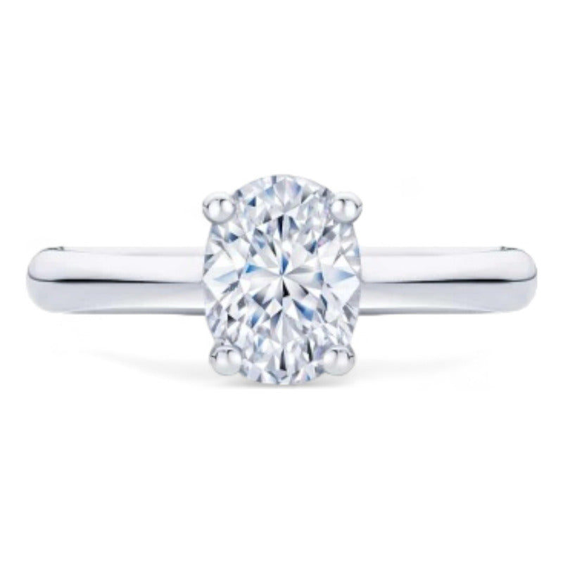 Anillo Compromiso Oro 14k Diamante Oval Creado Certifica Igi