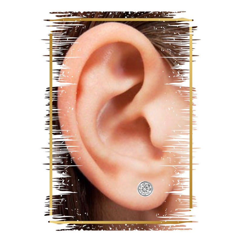 Aretes Biselados De Plata .925 Con Brillante Zirconia