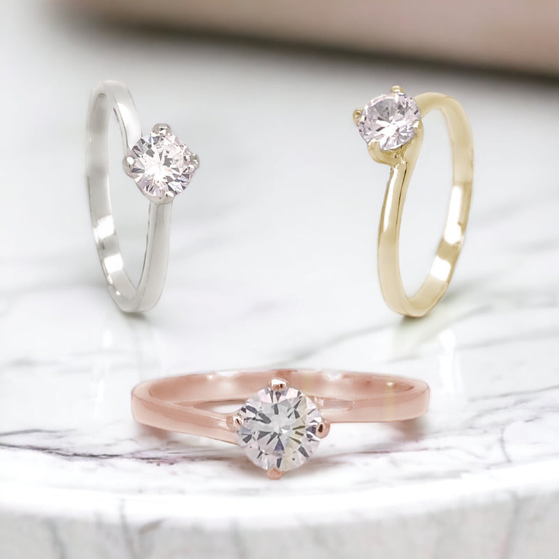 Anillo De Compromiso Oro 14k Diamante Natural .25ct