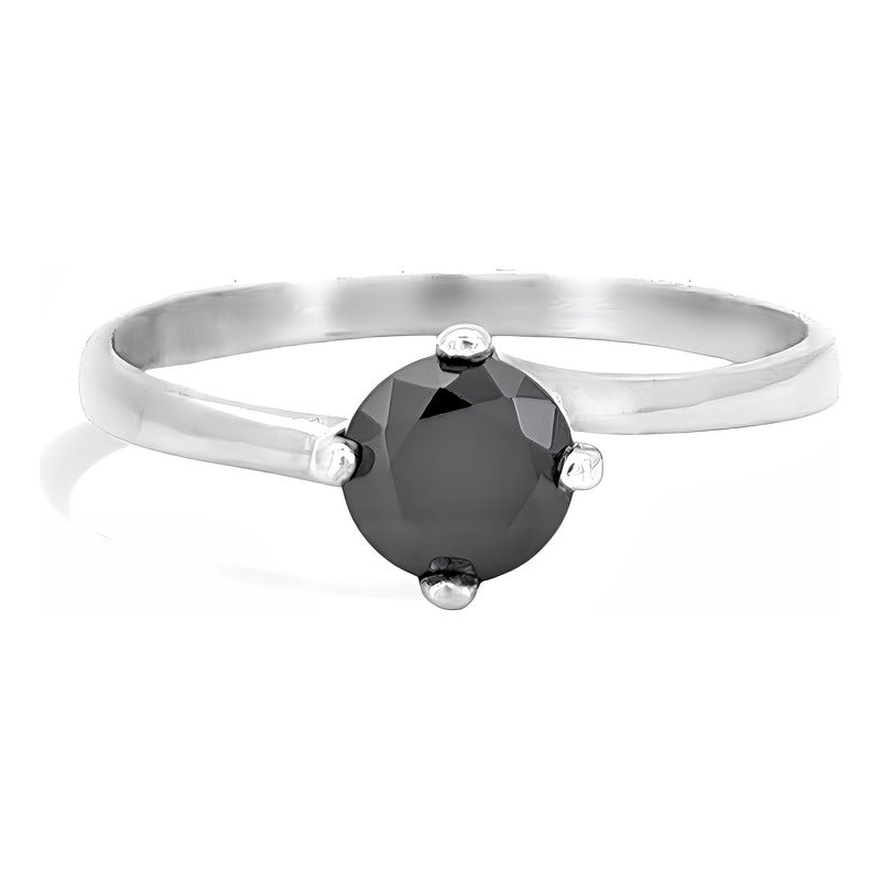Anillo Compromiso Oro 14k Moissanita Negra Corte Diamante Tw