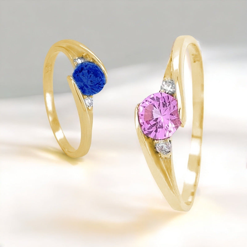 Anillo Compromiso Oro Amarillo 10k Brillante Premium Trinity