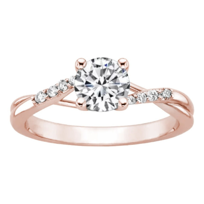 Anillo Compromiso Oro 18k Moissanita Diamantes Mod. Barcelon