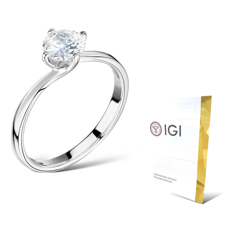 Anillo Compromiso Oro 14k Diamante Creado Certificado Igi Lz