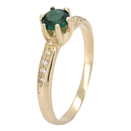 Anillo Compromiso Oro 10k Con Esmeralda Modelo Fénix Dama